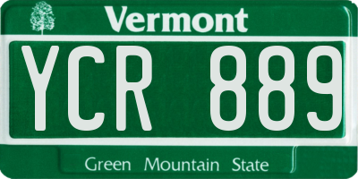 VT license plate YCR889
