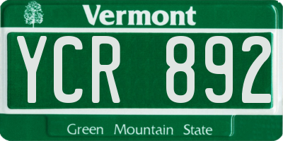 VT license plate YCR892