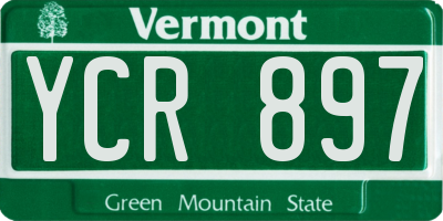 VT license plate YCR897