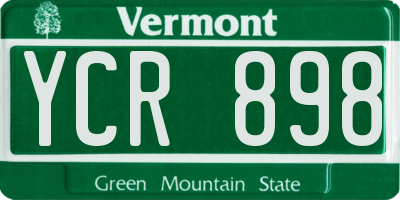 VT license plate YCR898