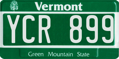 VT license plate YCR899