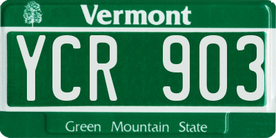 VT license plate YCR903