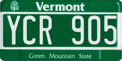 VT license plate YCR905