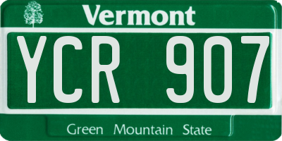 VT license plate YCR907