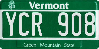 VT license plate YCR908