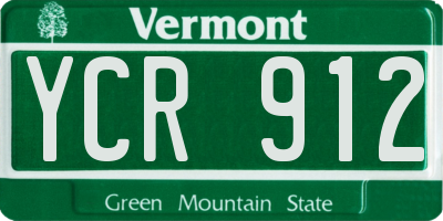 VT license plate YCR912