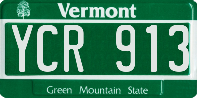 VT license plate YCR913