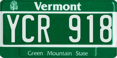 VT license plate YCR918
