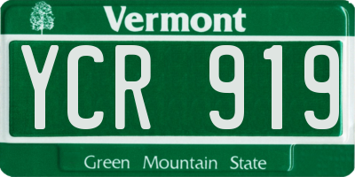 VT license plate YCR919