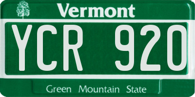VT license plate YCR920
