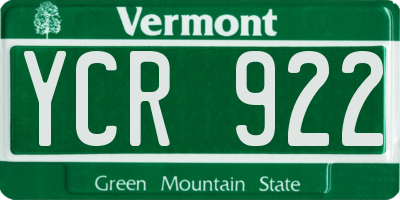 VT license plate YCR922