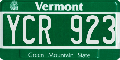 VT license plate YCR923