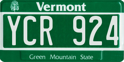 VT license plate YCR924