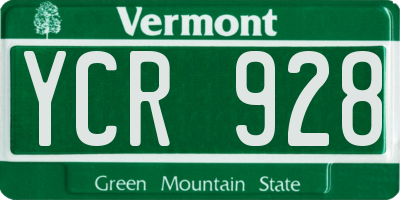 VT license plate YCR928