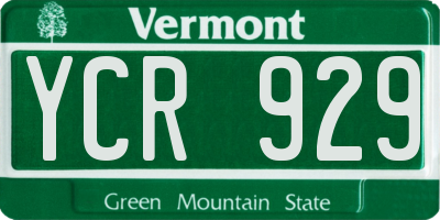 VT license plate YCR929