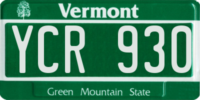 VT license plate YCR930