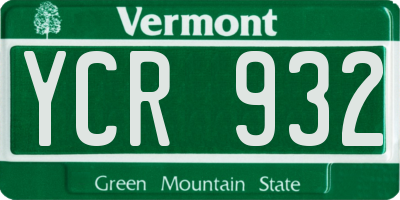 VT license plate YCR932
