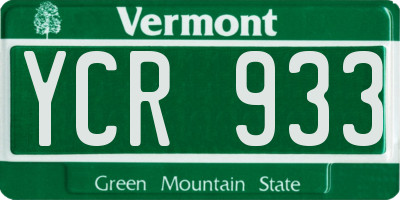 VT license plate YCR933