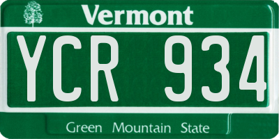 VT license plate YCR934