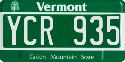VT license plate YCR935