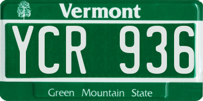VT license plate YCR936