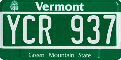 VT license plate YCR937