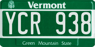 VT license plate YCR938