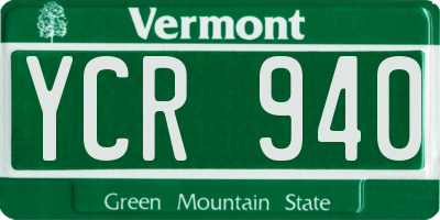 VT license plate YCR940
