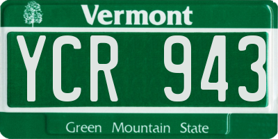 VT license plate YCR943