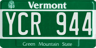 VT license plate YCR944