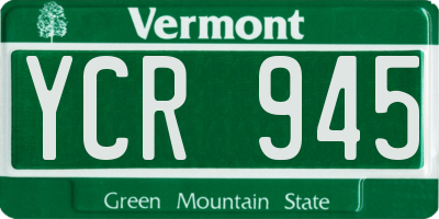 VT license plate YCR945