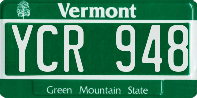 VT license plate YCR948