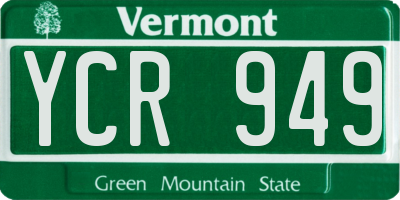 VT license plate YCR949