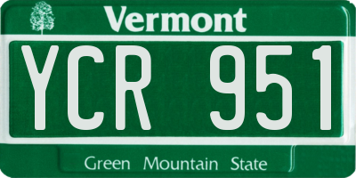 VT license plate YCR951
