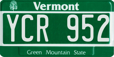 VT license plate YCR952
