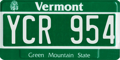 VT license plate YCR954