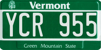 VT license plate YCR955