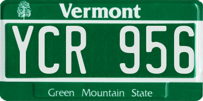 VT license plate YCR956