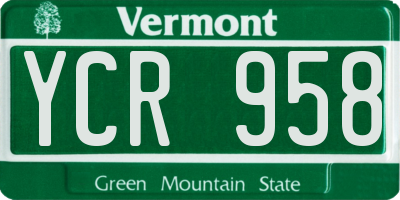 VT license plate YCR958