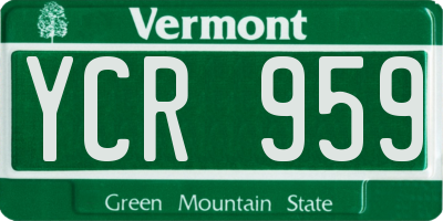 VT license plate YCR959