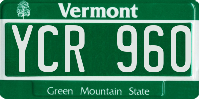 VT license plate YCR960