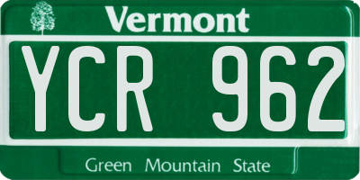 VT license plate YCR962