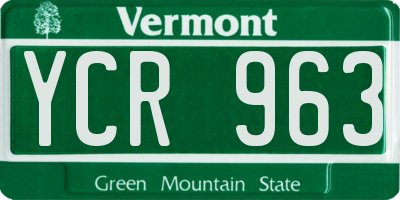 VT license plate YCR963