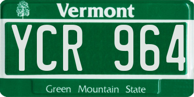 VT license plate YCR964