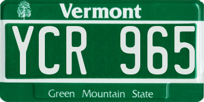 VT license plate YCR965
