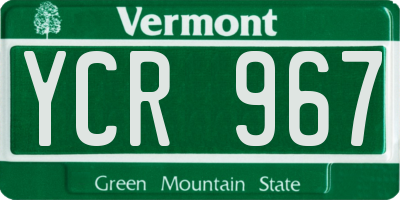VT license plate YCR967