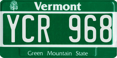 VT license plate YCR968