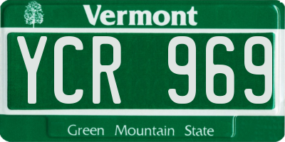 VT license plate YCR969