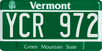 VT license plate YCR972
