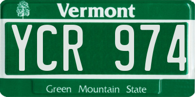 VT license plate YCR974